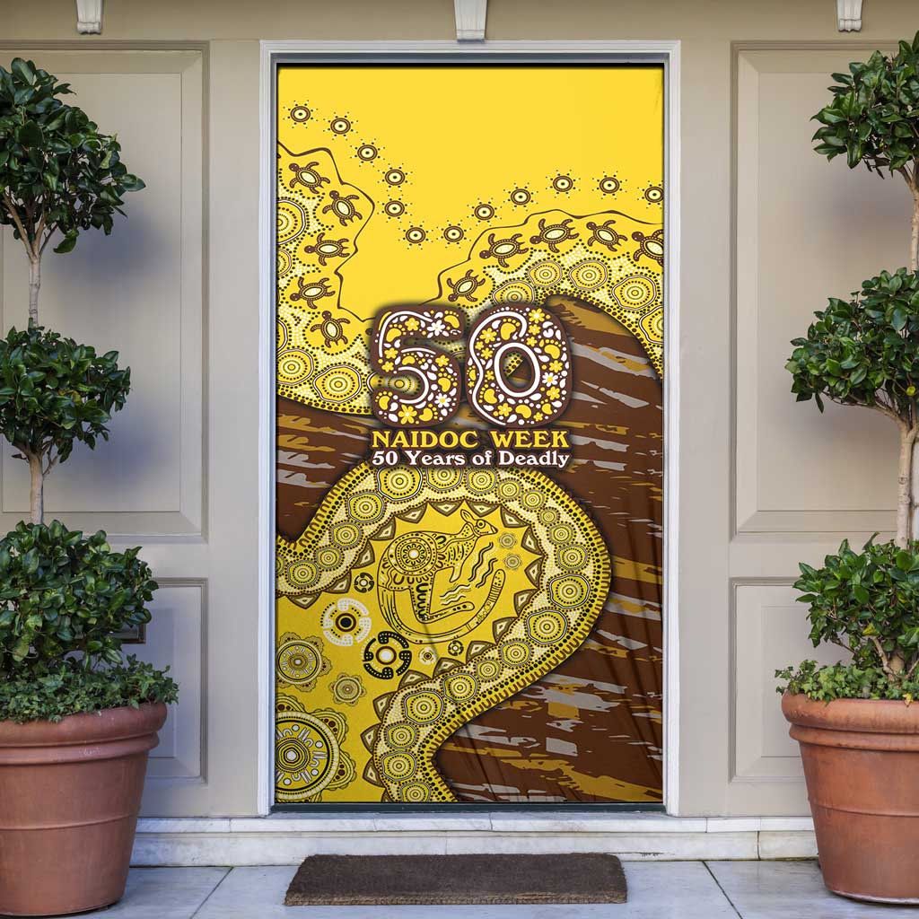 Hawthorn Hawks NAIDOC Week 2026 Door Cover Australian Aboriginal Dot Art Dreamtime Pattern Style