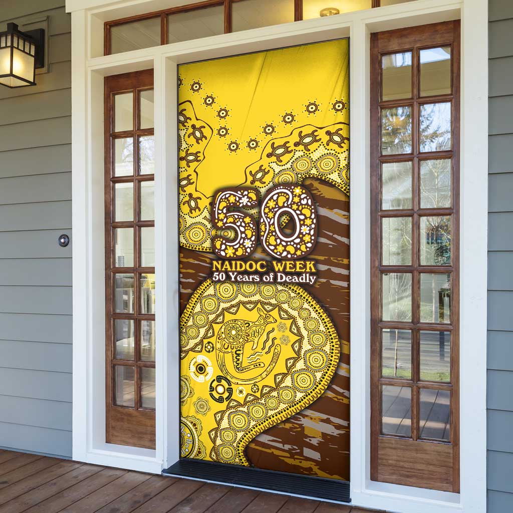 Hawthorn Hawks NAIDOC Week 2026 Door Cover Australian Aboriginal Dot Art Dreamtime Pattern Style