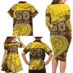Hawthorn Hawks NAIDOC Week 2026 Family Matching Long Sleeve Bodycon Dress and Hawaiian Shirt Australian Aboriginal Dot Art Dreamtime Pattern Style