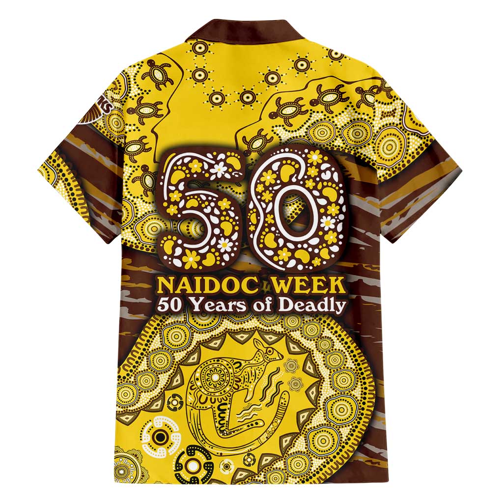 Hawthorn Hawks NAIDOC Week 2026 Family Matching Long Sleeve Bodycon Dress and Hawaiian Shirt Australian Aboriginal Dot Art Dreamtime Pattern Style