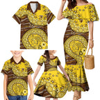 Hawthorn Hawks NAIDOC Week 2026 Family Matching Mermaid Dress and Hawaiian Shirt Australian Aboriginal Dot Art Dreamtime Pattern Style