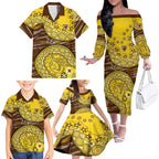 Hawthorn Hawks NAIDOC Week 2026 Family Matching Off The Shoulder Long Sleeve Dress and Hawaiian Shirt Australian Aboriginal Dot Art Dreamtime Pattern Style