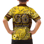 Hawthorn Hawks NAIDOC Week 2026 Family Matching Off The Shoulder Long Sleeve Dress and Hawaiian Shirt Australian Aboriginal Dot Art Dreamtime Pattern Style