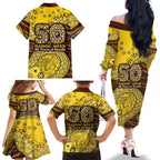 Hawthorn Hawks NAIDOC Week 2026 Family Matching Off The Shoulder Long Sleeve Dress and Hawaiian Shirt Australian Aboriginal Dot Art Dreamtime Pattern Style