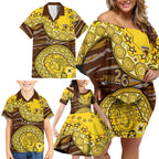 Hawthorn Hawks NAIDOC Week 2026 Family Matching Off Shoulder Short Dress and Hawaiian Shirt Australian Aboriginal Dot Art Dreamtime Pattern Style
