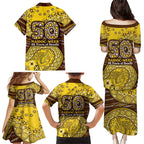 Hawthorn Hawks NAIDOC Week 2026 Family Matching Puletasi and Hawaiian Shirt Australian Aboriginal Dot Art Dreamtime Pattern Style