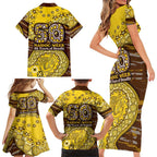 Hawthorn Hawks NAIDOC Week 2026 Family Matching Short Sleeve Bodycon Dress and Hawaiian Shirt Australian Aboriginal Dot Art Dreamtime Pattern Style
