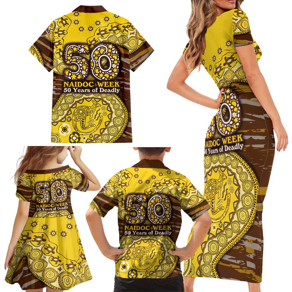 Hawthorn Hawks NAIDOC Week 2026 Family Matching Short Sleeve Bodycon Dress and Hawaiian Shirt Australian Aboriginal Dot Art Dreamtime Pattern Style