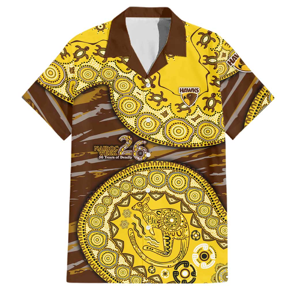 Hawthorn Hawks NAIDOC Week 2026 Family Matching Summer Maxi Dress and Hawaiian Shirt Australian Aboriginal Dot Art Dreamtime Pattern Style