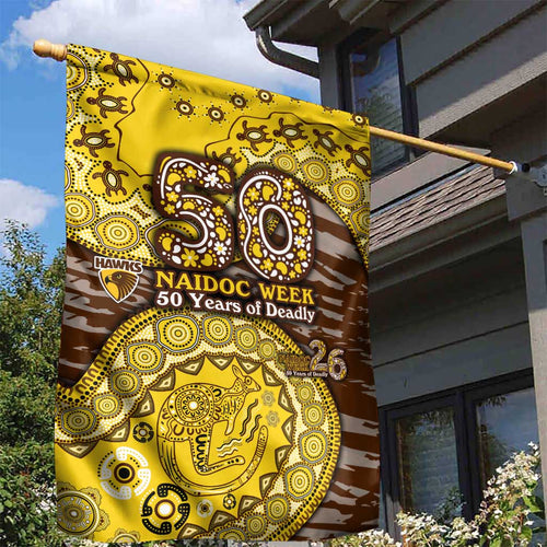 Hawthorn Hawks NAIDOC Week 2026 Garden Flag Australian Aboriginal Dot Art Dreamtime Pattern Style