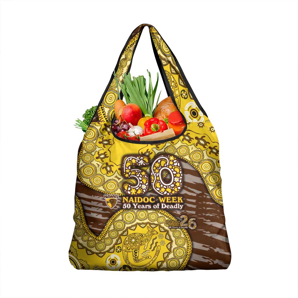 Hawthorn Hawks NAIDOC Week 2026 Grocery Bag Australian Aboriginal Dot Art Dreamtime Pattern Style