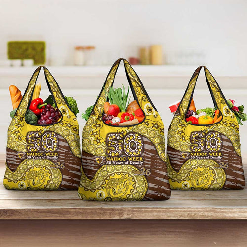 Hawthorn Hawks NAIDOC Week 2026 Grocery Bag Australian Aboriginal Dot Art Dreamtime Pattern Style
