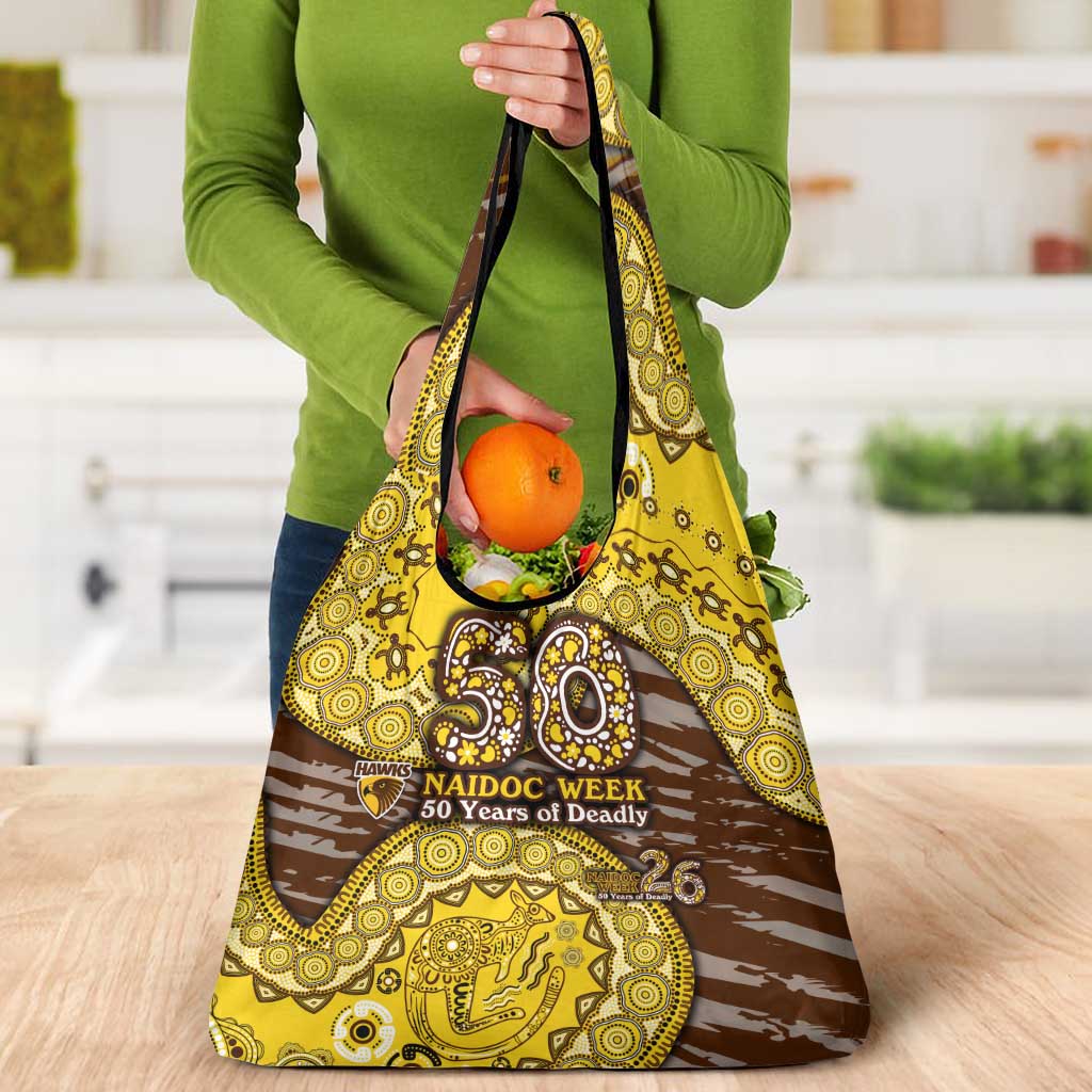 Hawthorn Hawks NAIDOC Week 2026 Grocery Bag Australian Aboriginal Dot Art Dreamtime Pattern Style