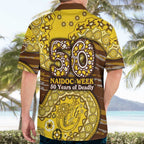 Hawthorn Hawks NAIDOC Week 2026 Hawaiian Shirt Australian Aboriginal Dot Art Dreamtime Pattern Style