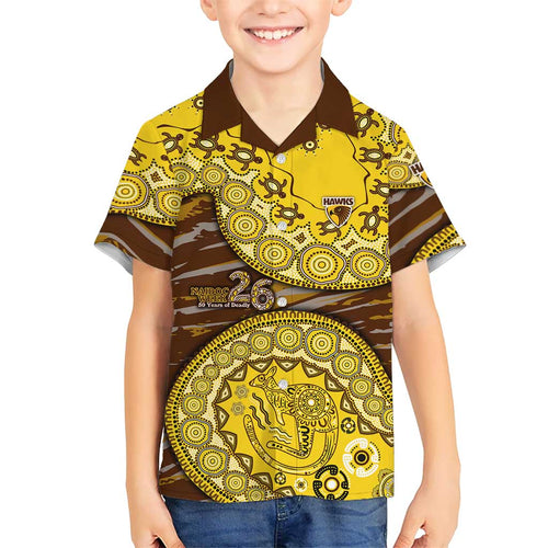 Hawthorn Hawks NAIDOC Week 2026 Hawaiian Shirt Australian Aboriginal Dot Art Dreamtime Pattern Style