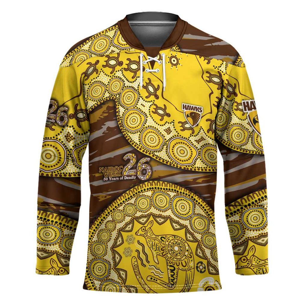 Hawthorn Hawks NAIDOC Week 2026 Hockey Jersey Australian Aboriginal Dot Art Dreamtime Pattern Style