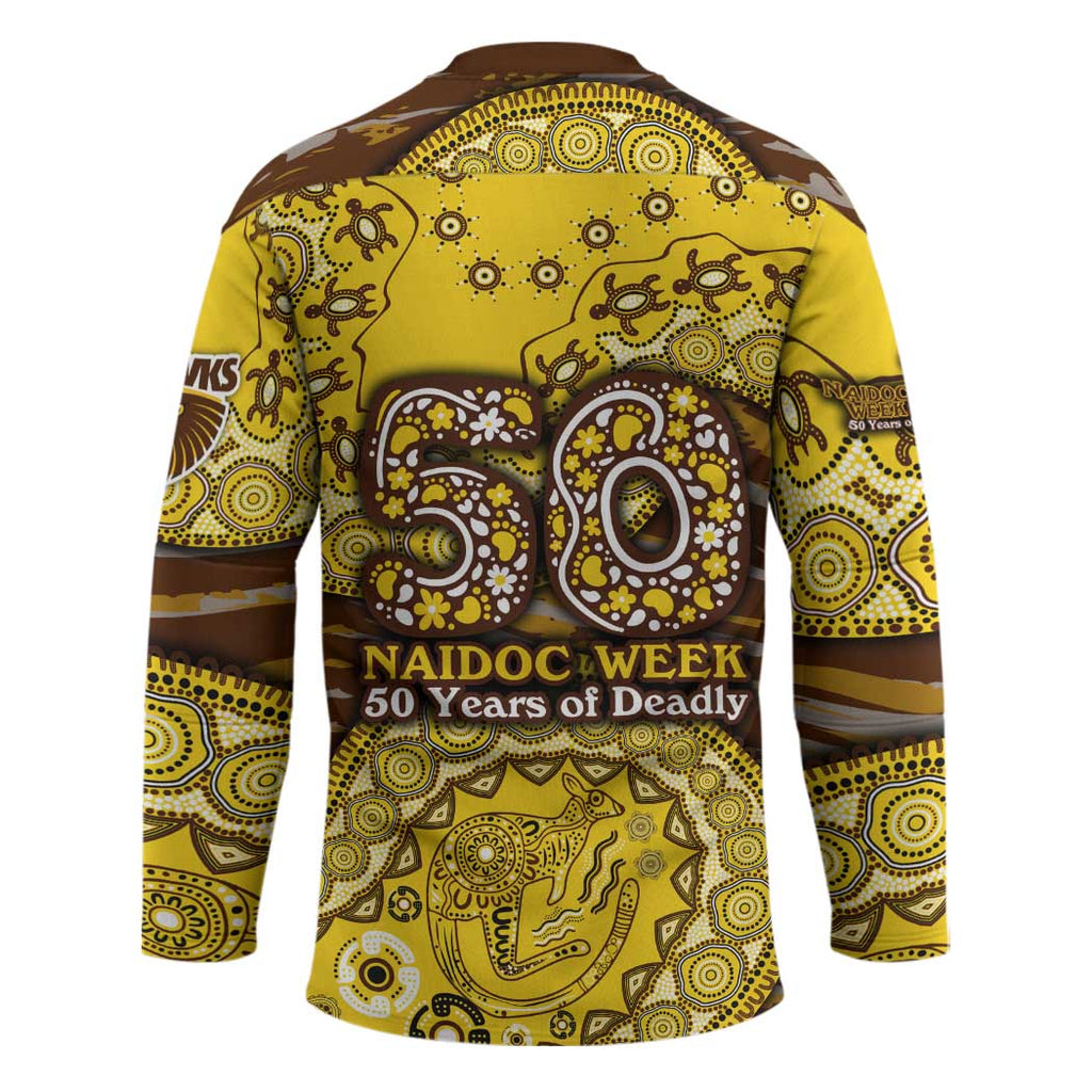 Hawthorn Hawks NAIDOC Week 2026 Hockey Jersey Australian Aboriginal Dot Art Dreamtime Pattern Style