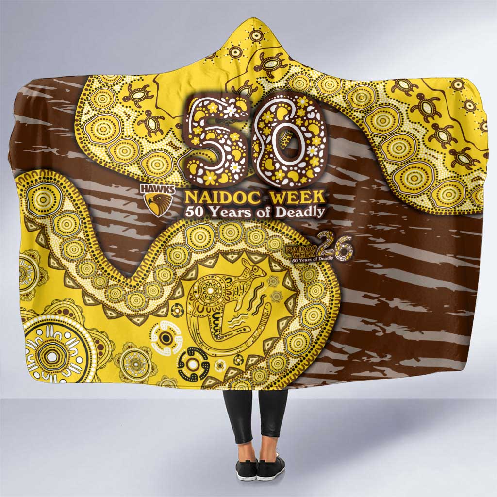 Hawthorn Hawks NAIDOC Week 2026 Hooded Blanket Australian Aboriginal Dot Art Dreamtime Pattern Style