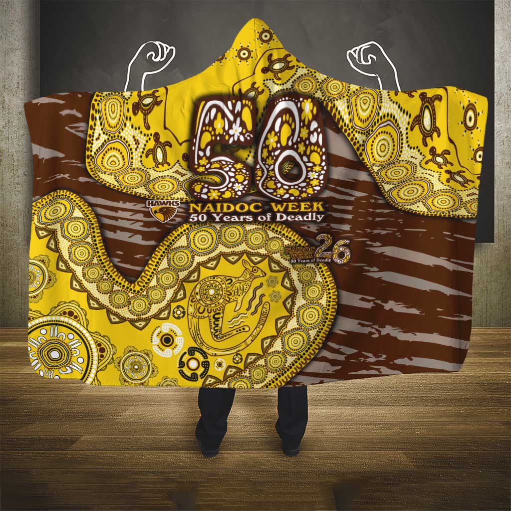 Hawthorn Hawks NAIDOC Week 2026 Hooded Blanket Australian Aboriginal Dot Art Dreamtime Pattern Style