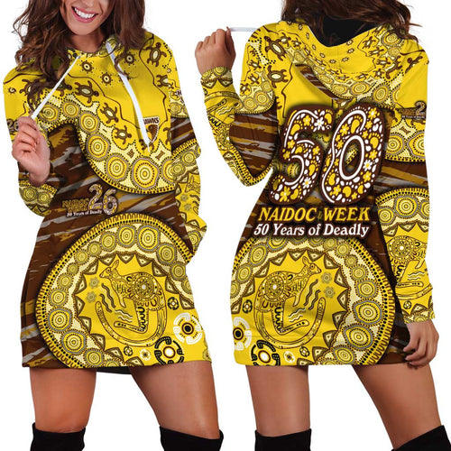 Hawthorn Hawks NAIDOC Week 2026 Hoodie Dress Australian Aboriginal Dot Art Dreamtime Pattern Style