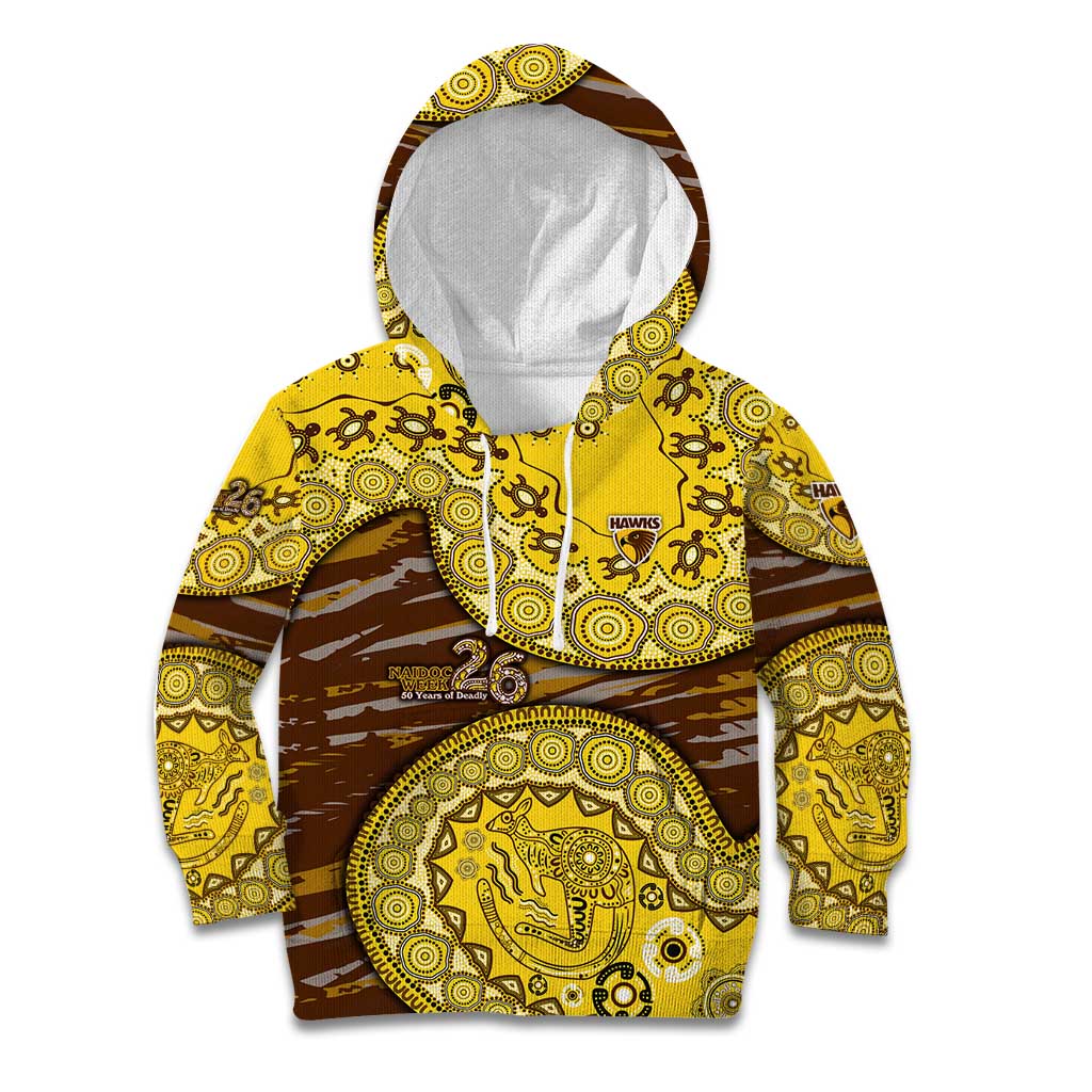 Hawthorn Hawks NAIDOC Week 2026 Kid Hoodie Australian Aboriginal Dot Art Dreamtime Pattern Style