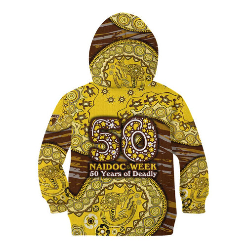 Hawthorn Hawks NAIDOC Week 2026 Kid Hoodie Australian Aboriginal Dot Art Dreamtime Pattern Style