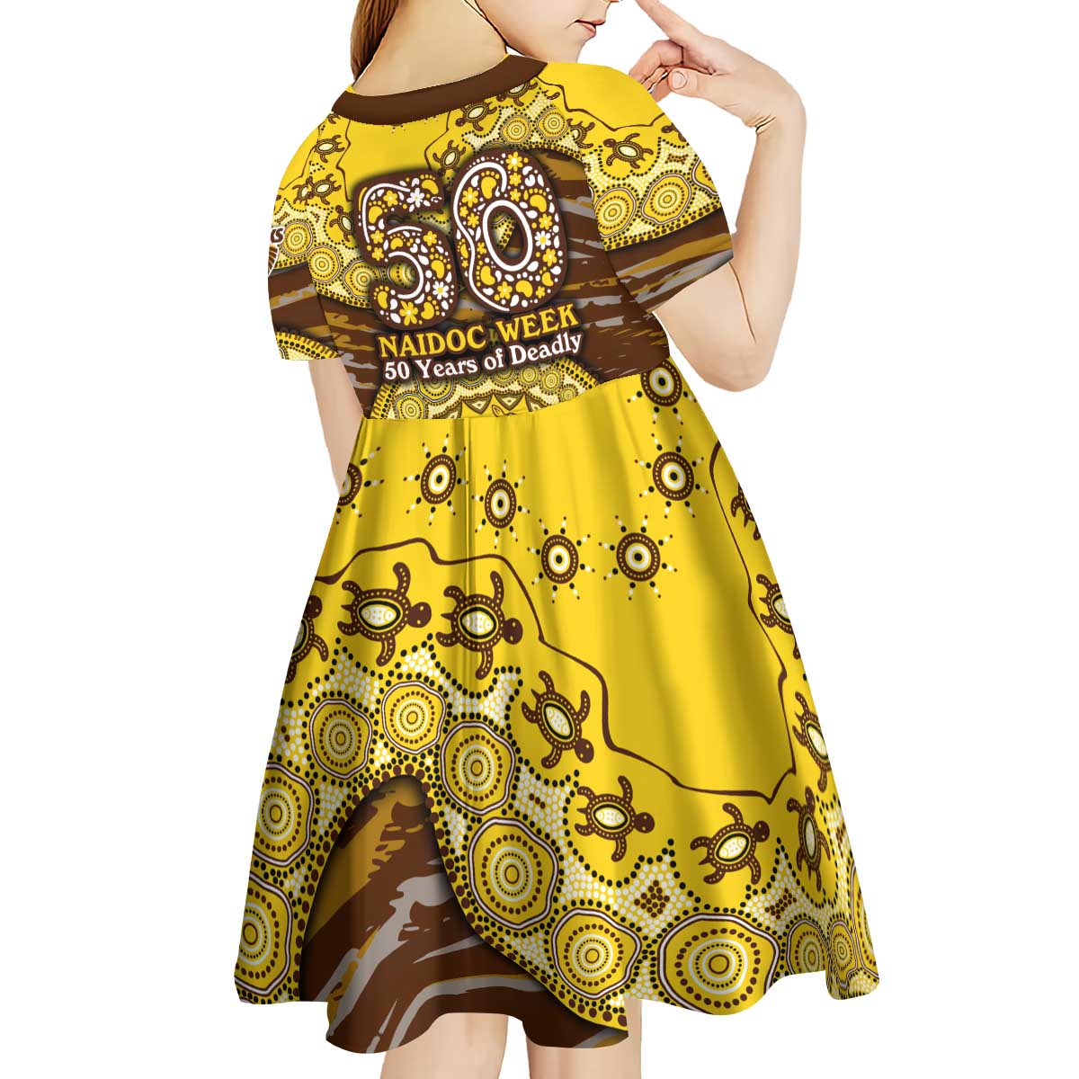 Hawthorn Hawks NAIDOC Week 2026 Kid Short Sleeve Dress Australian Aboriginal Dot Art Dreamtime Pattern Style