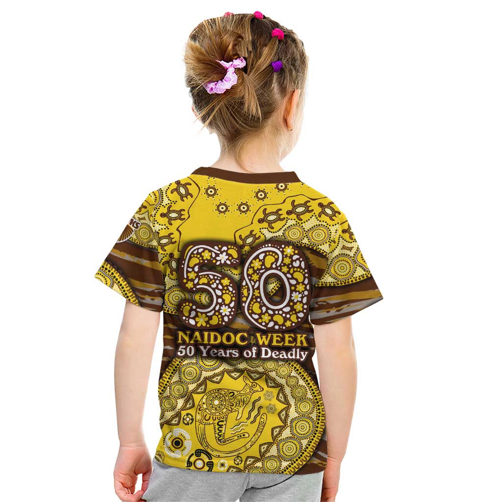 Hawthorn Hawks NAIDOC Week 2026 Kid T Shirt Australian Aboriginal Dot Art Dreamtime Pattern Style
