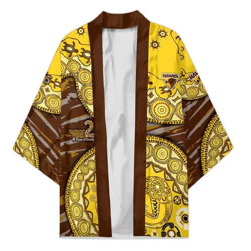 Hawthorn Hawks NAIDOC Week 2026 Kimono Australian Aboriginal Dot Art Dreamtime Pattern Style