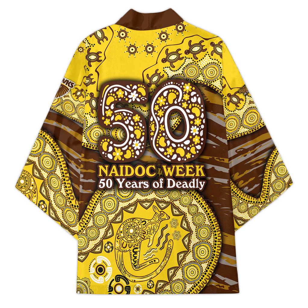 Hawthorn Hawks NAIDOC Week 2026 Kimono Australian Aboriginal Dot Art Dreamtime Pattern Style
