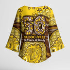 Hawthorn Hawks NAIDOC Week 2026 Kimono Sleeve Blouse Australian Aboriginal Dot Art Dreamtime Pattern Style