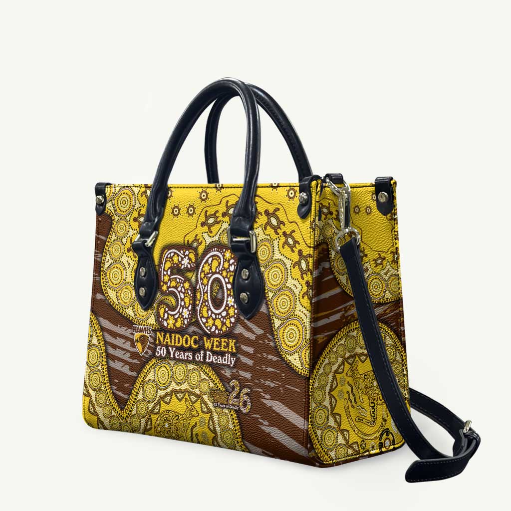 Hawthorn Hawks NAIDOC Week 2026 Leather Bag Australian Aboriginal Dot Art Dreamtime Pattern Style