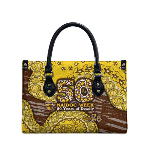 Hawthorn Hawks NAIDOC Week 2026 Leather Bag Australian Aboriginal Dot Art Dreamtime Pattern Style