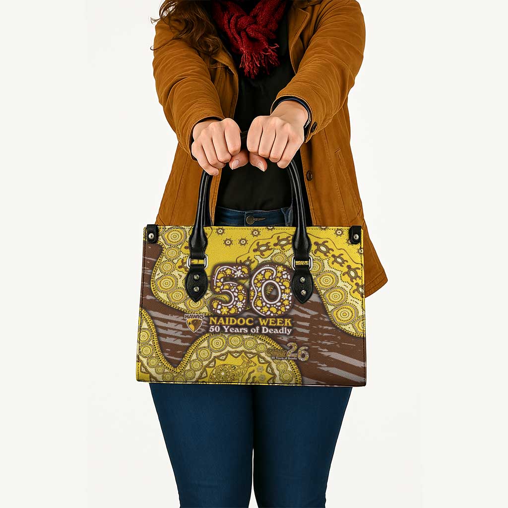 Hawthorn Hawks NAIDOC Week 2026 Leather Bag Australian Aboriginal Dot Art Dreamtime Pattern Style