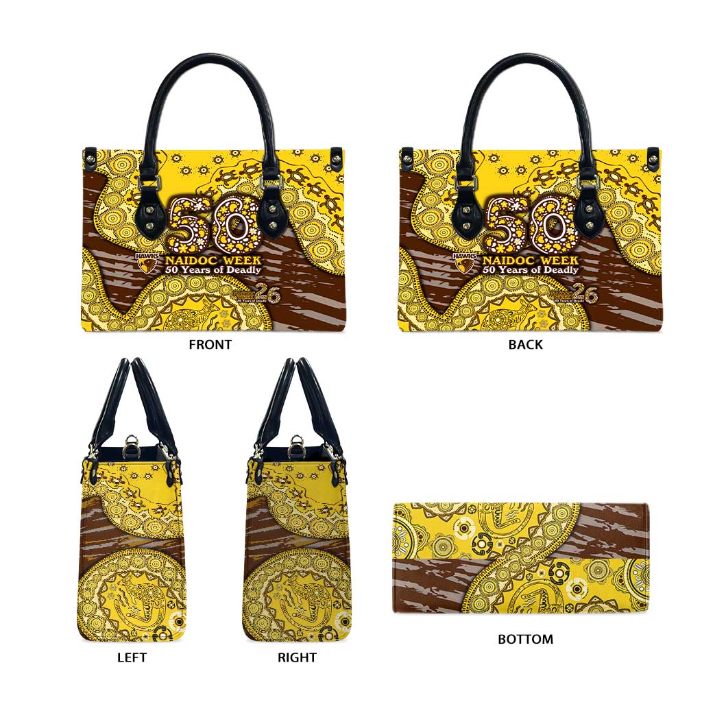 Hawthorn Hawks NAIDOC Week 2026 Leather Bag Australian Aboriginal Dot Art Dreamtime Pattern Style