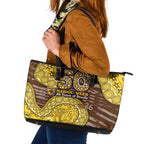Hawthorn Hawks NAIDOC Week 2026 Leather Tote Bag Australian Aboriginal Dot Art Dreamtime Pattern Style