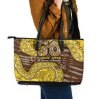 Hawthorn Hawks NAIDOC Week 2026 Leather Tote Bag Australian Aboriginal Dot Art Dreamtime Pattern Style