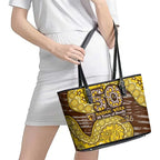 Hawthorn Hawks NAIDOC Week 2026 Leather Tote Bag Australian Aboriginal Dot Art Dreamtime Pattern Style