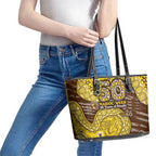 Hawthorn Hawks NAIDOC Week 2026 Leather Tote Bag Australian Aboriginal Dot Art Dreamtime Pattern Style