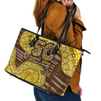 Hawthorn Hawks NAIDOC Week 2026 Leather Tote Bag Australian Aboriginal Dot Art Dreamtime Pattern Style