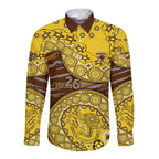 Hawthorn Hawks NAIDOC Week 2026 Long Sleeve Button Shirt Australian Aboriginal Dot Art Dreamtime Pattern Style