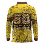 Hawthorn Hawks NAIDOC Week 2026 Long Sleeve Polo Shirt Australian Aboriginal Dot Art Dreamtime Pattern Style