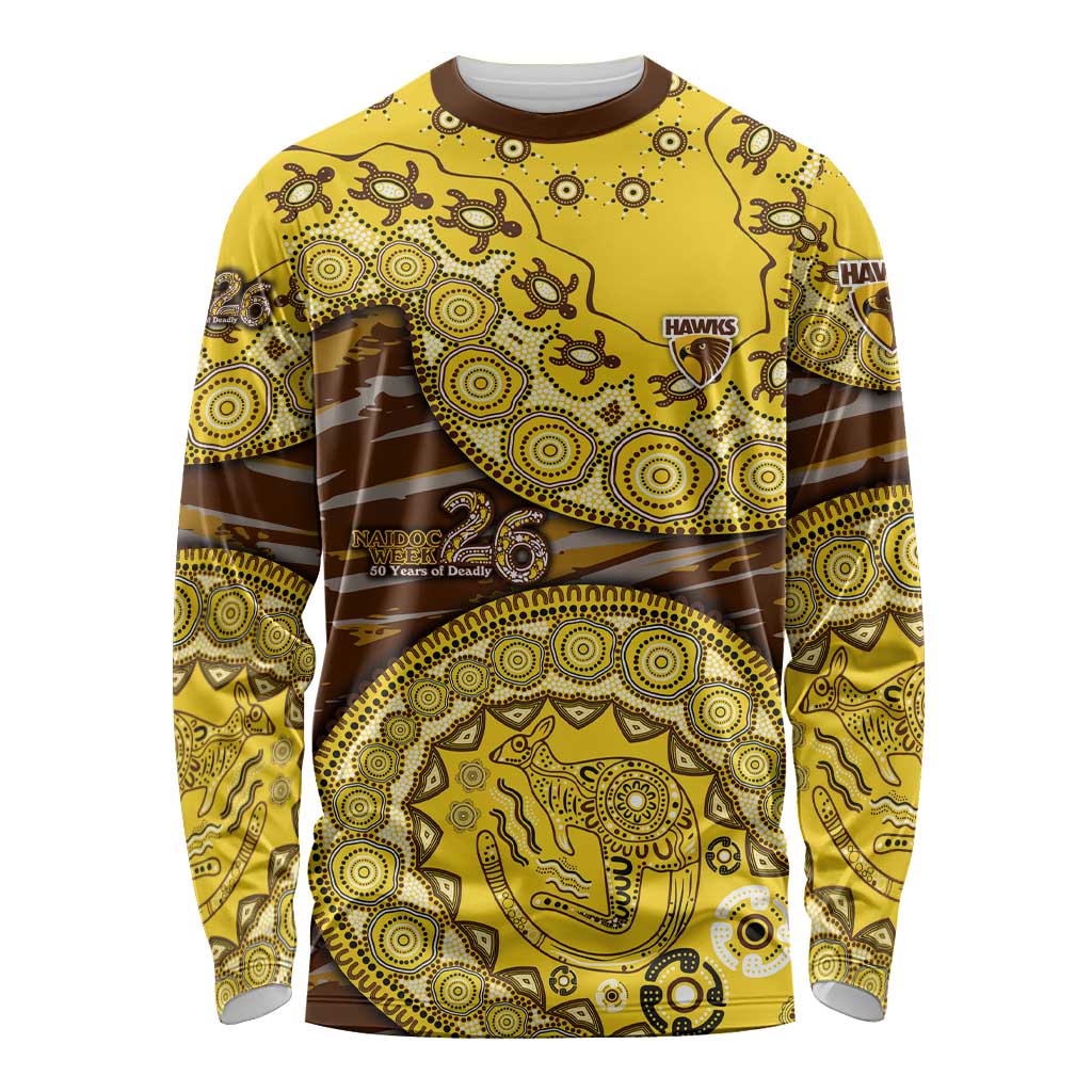 Hawthorn Hawks NAIDOC Week 2026 Long Sleeve Shirt Australian Aboriginal Dot Art Dreamtime Pattern Style