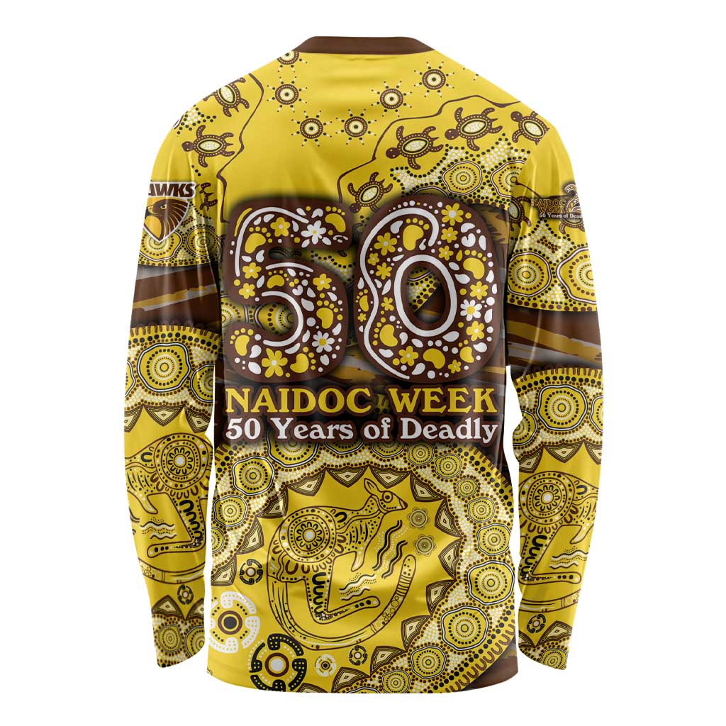 Hawthorn Hawks NAIDOC Week 2026 Long Sleeve Shirt Australian Aboriginal Dot Art Dreamtime Pattern Style