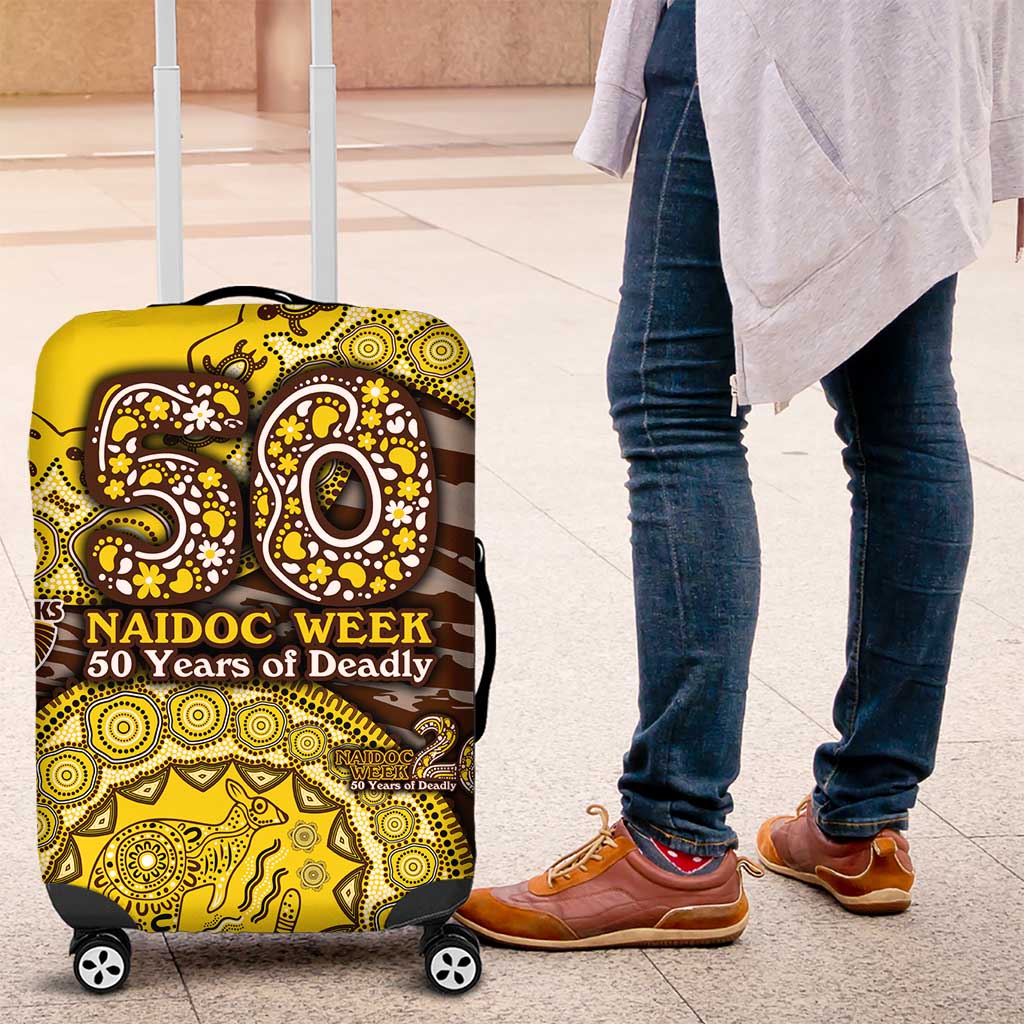 Hawthorn Hawks NAIDOC Week 2026 Luggage Cover Australian Aboriginal Dot Art Dreamtime Pattern Style