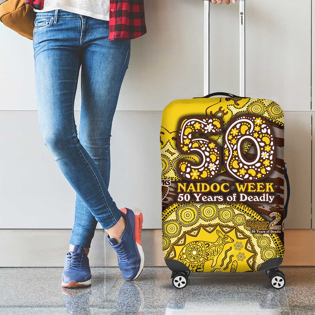 Hawthorn Hawks NAIDOC Week 2026 Luggage Cover Australian Aboriginal Dot Art Dreamtime Pattern Style
