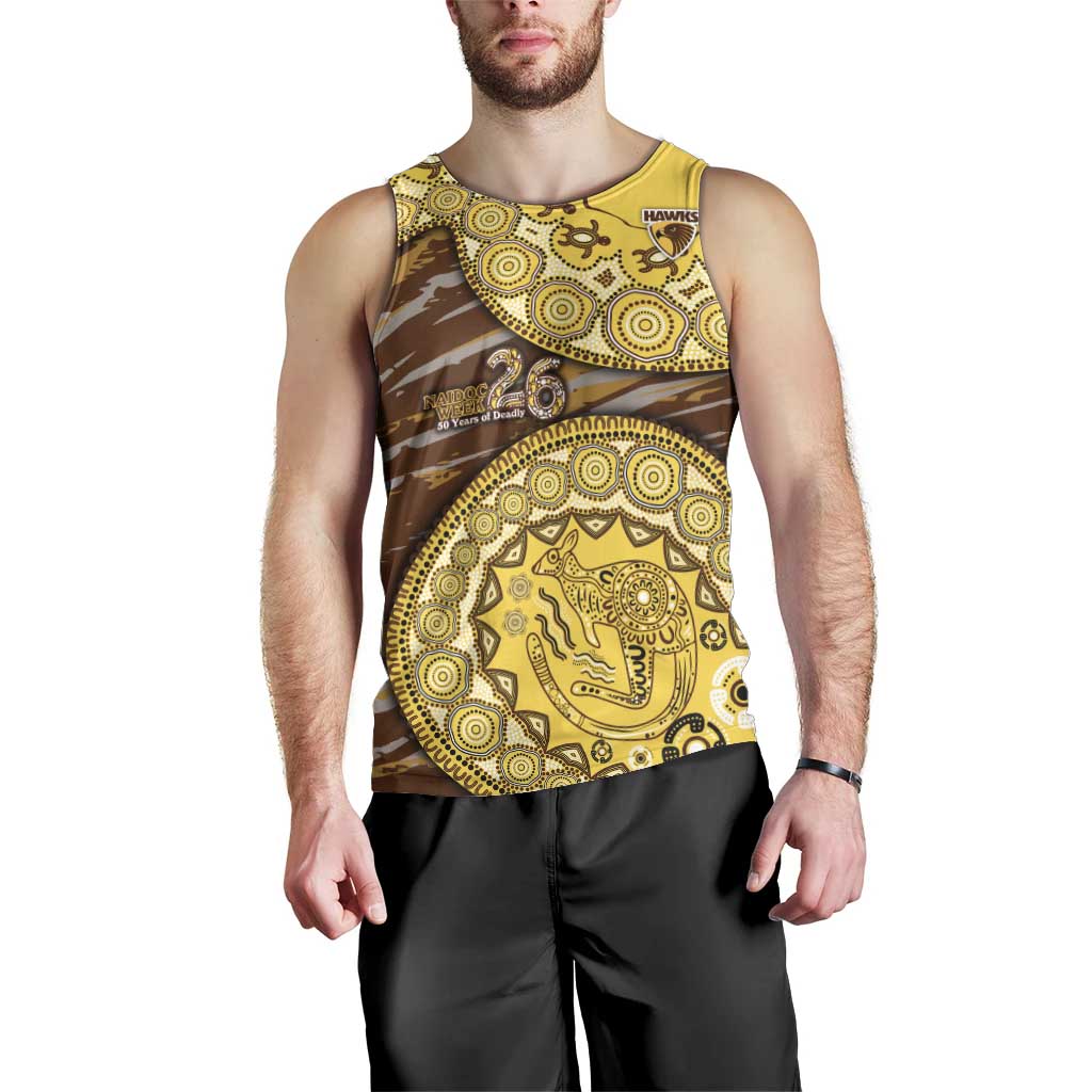 Hawthorn Hawks NAIDOC Week 2026 Men Tank Top Australian Aboriginal Dot Art Dreamtime Pattern Style