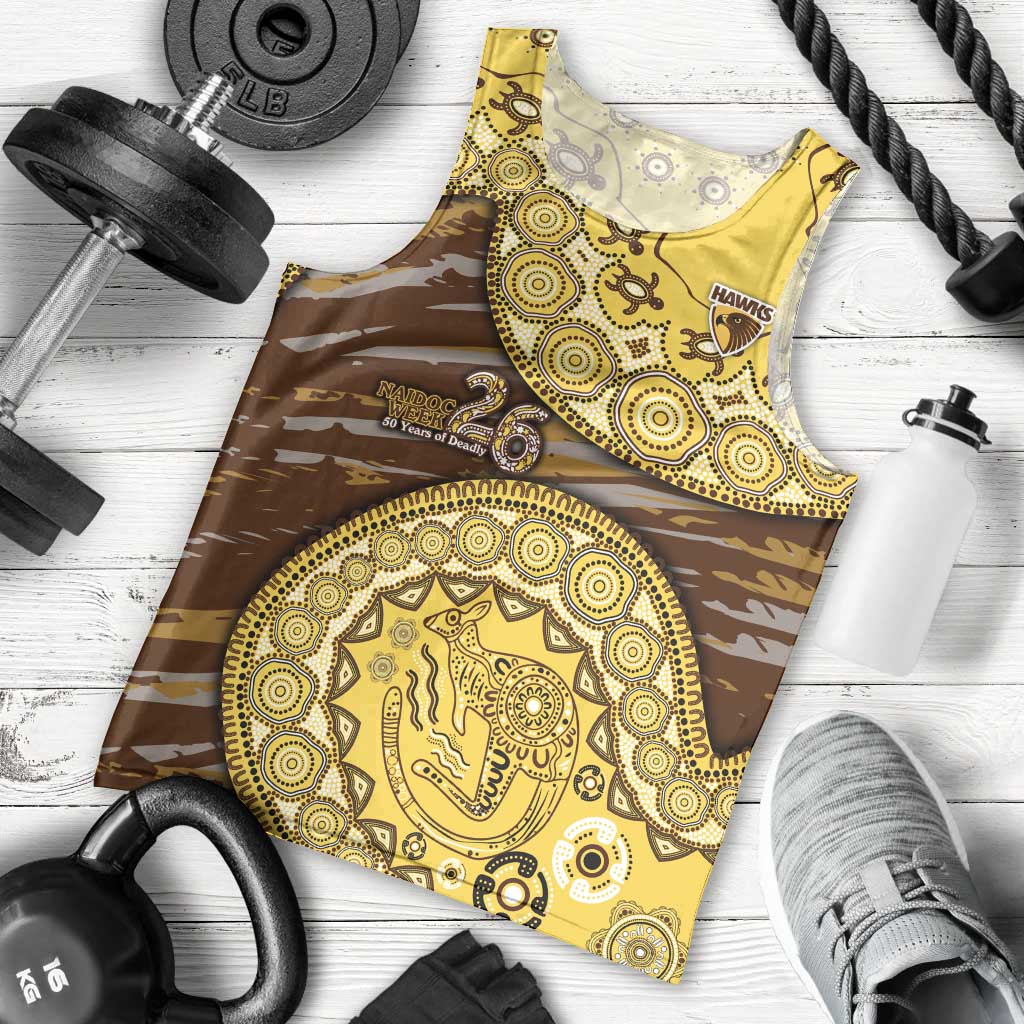 Hawthorn Hawks NAIDOC Week 2026 Men Tank Top Australian Aboriginal Dot Art Dreamtime Pattern Style