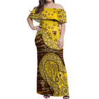 Hawthorn Hawks NAIDOC Week 2026 Off Shoulder Maxi Dress Australian Aboriginal Dot Art Dreamtime Pattern Style