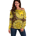 Hawthorn Hawks NAIDOC Week 2026 Off Shoulder Sweater Australian Aboriginal Dot Art Dreamtime Pattern Style